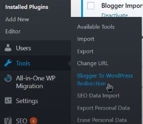 Blogger to WordPress Redirection